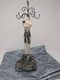 Vintage Handmade Exquisitely Dressed Jewelry Display Mannequin! Charcoal Beading, Sequins and Mesh Make This Mermaid Style Piece Elegant! - Etsy