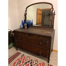Vintage Gothic Style Dresser w/ Mirror - AptDeco