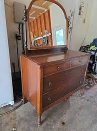 Antique dresser with mirror & wooden wheels - furniture - by owner - sale - craigslist