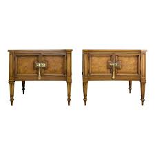 Mid Century Transitional Curve Front Burlwood Nightstands by ...