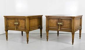 Mid Century Transitional Curve Front Burlwood Nightstands by ...