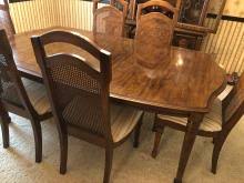 Sold at Auction: SINGER FURNITURE DINING TABLE AND 6 CHAIRS