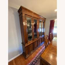 Drexel Heritage lighted Pecan China Cabinet - AptDeco