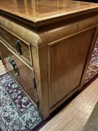 1970s Pair of Vintage Burl Wood Chinoiserie Nightstands by ...