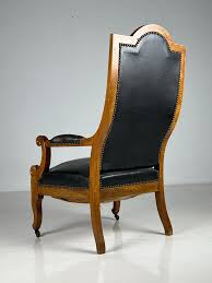 French Library armchair Black Leather ca. 1900 For Sale at 1stDibs