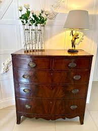 Antique Regency Quality Figured Mahogany Bow Fronted Chest ...