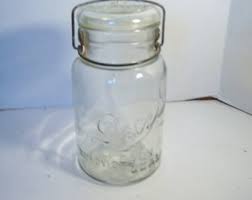 1920's Drey Ever Seal Clear Quart 7 3/4 Inches Tall With Glass Bosses Fruit Canning Jar Wedding Shower Display Centerpiece No 2 - Etsy