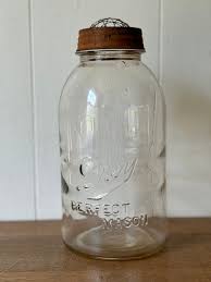 Vintage Drey Mason Jar: Half Gallon Wavy Glass With Floral Frog Lid - Etsy