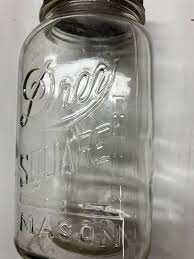 Drey Square Quart Mason Jar with embossed square | eBay