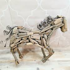 Vintage Reclaimed Driftwood Horse Wood Modern Art ...
