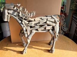 Large Free Standing Driftwood Horse Wood Modern Art ...