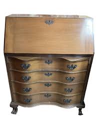 Lot - Mahogany Serpentine Drop Front Secretary Desk