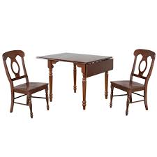 3-Piece Wooden Distressed Dining Set with Drop Leaf Table ...