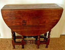 Vintage FURNITURE 32X44" Oval Dining Dark Wood Gate Leg ...