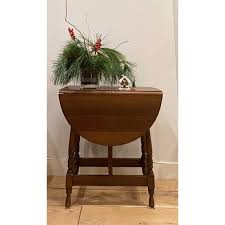 Antique American Country Drop Leaf Wooden Accent Table ...