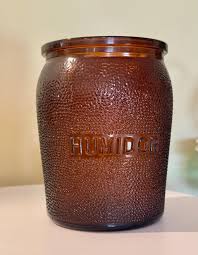 Vintage Amber Glass Humidor Jar: Embossed Tobacco Storage ...