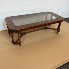 A Rare Vintage Brown Burl Wood Rectangular Glass Top Coffee Table W/ Beautiful Inverted "y" Base Very Unique Curved Tapered Leg Design - Etsy Canada