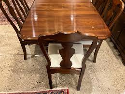 Sold at Auction: Cherry Queen Anne Style Dining Room Table & Six Chairs