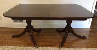 Sold at Auction: Sheraton Mahogany Double Pedestal Dining Table Sheraton Mahogany Banded Double Pedestal Dining Tabl