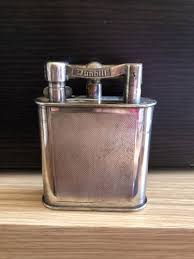 Antique English Dunhill Silver plated Table Cigarette Ligther ...