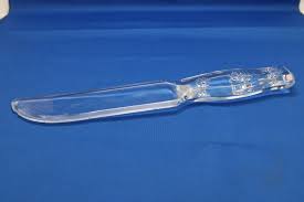 Vintage Clear Glass Knife 8.5" Sharp Edge Cuts Fruit Cake ...