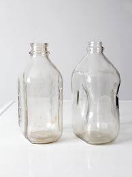 Vintage Glass Milk Jugs Pair | Chairish