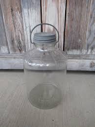 Antique Vintage Duraglas 56oz Glass Jar with Lid and Wire Ba