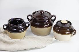 Vintage Brown Dipped Bean Pots - USA Stoneware Crocks ...