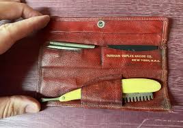 Vtg DURHAM DUPLEX DOMINO Straight RAZOR Leather Case + Blade ...