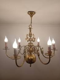 Flemish Dutch Chandelier 6 Arms Lights Brass Seahorses fish ...