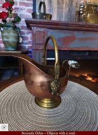 Vintage Copper Coal Scuttle – Lion Head Ash Bucket With ...