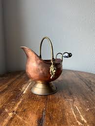 Vintage Copper and Brass Coal Scuttle Bucket With Brass Lion ...
