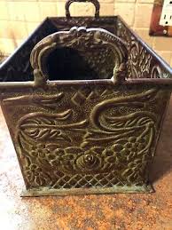 Vintage Metal Planter 12" x 6" Two Handles Design Heavy No ...