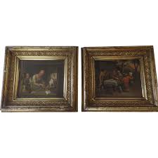 Pair of Dutch Genre Painting 19th Century. For Sale at Ruby Lane