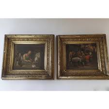 19th Century Dutch Genre Oil Paintings, Framed - a Pair | Chairish