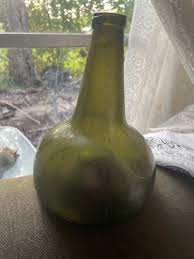 antique green onion glass bottle 1700s vintage Dutch beer ...