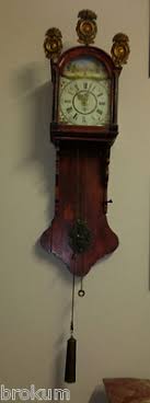 Early Friesland Dutch Wall Case Clock Weights ~ Handpainted Face~ Alarm ~Antique | eBay