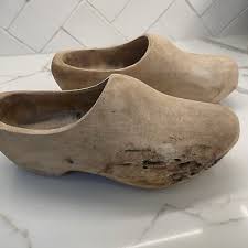 Antique folk art clogs- Dutch Happy New Year In Soft Blue Color- Neat! | eBay