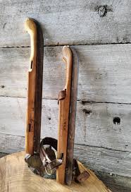 Antique Wooden Ice Skates | 19th Century Metal Blade Skates With Leather Strap | Rustic Winter Decor - Etsy Hong Kong
