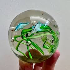 Vintage Art Glass Paperweight With Controlled Bubble Aquarium Blue Fish and Reeds C. 1970s - Etsy Ireland