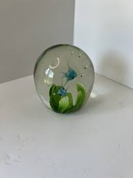 Vintage Hand blown Oval Glass Paperweight. Angel Fish ...