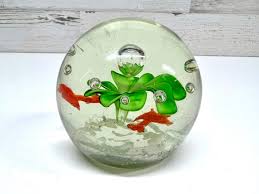 Glass Paperweight - Art Glass Flower and Fish - Hand Blown ...