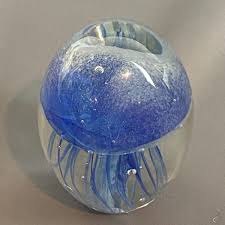 Dynasty Gallery Blue Jellyfish Art Glass Paperweight 4" Tall Glows in Dark! | eBay