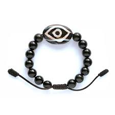 Купить Бусина Дзи «Глаз Будды» в браслете из обсидиана в ...