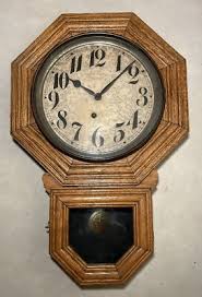 Ingraham Oak Drop Octagon School House General Store Regulator Wall Clock | eBay