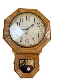 Lot - Wall Clock Regulator. W/ key 17” x 25” E. Ingraham.