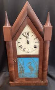Antique Ansonia Steeple Mantel Clock with Heron Decorated ...