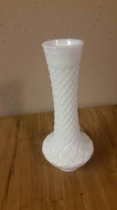 Tall White 9 Inch Milk Glass Flower Vase Home Decor Lattice ...