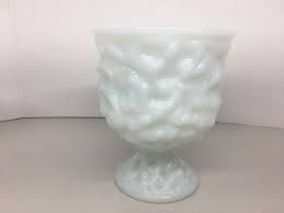 Vintage E.O. BRODY Milk Glass Dimpled Crinkled Pedestal ...