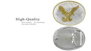 Western Bright Gold Silver Engraved American Eagle Belt ...
